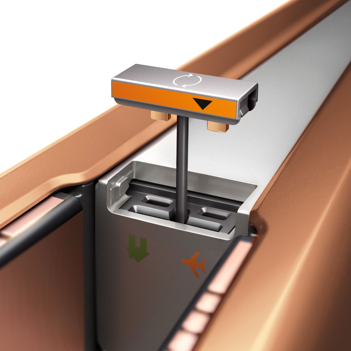 Close-up of the Flight-ready tag. Dyson Corrale Flight-ready tag.